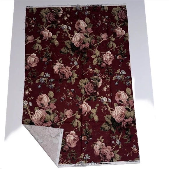 Richloom Brick Red Floral Rose Fabric Woven Home Decor 1 Yard 53.5 Width - Picture 5 of 9